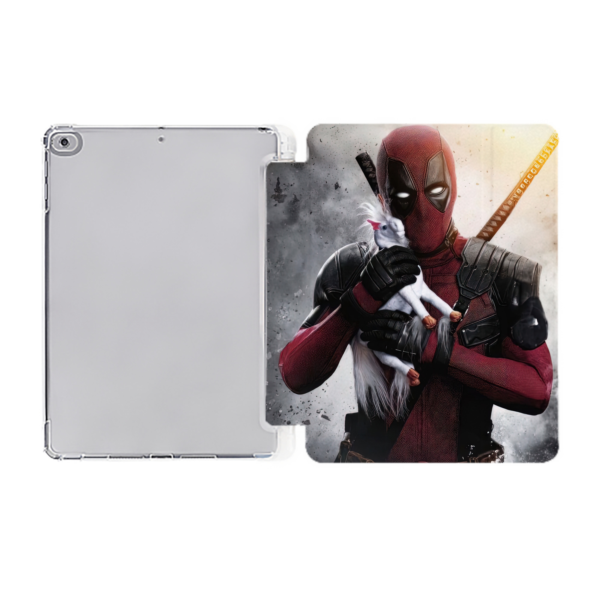 （画像用） Deadpool デッドプール IPad ケース ペン収納付き 三つ折りスタンド PUレザー×シリコン 対応機種9.5/10.5/10.9インチ
